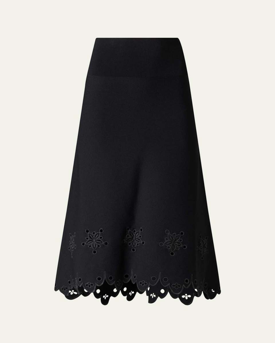 Melly Scallop Cutout Floral Maxi Skirt